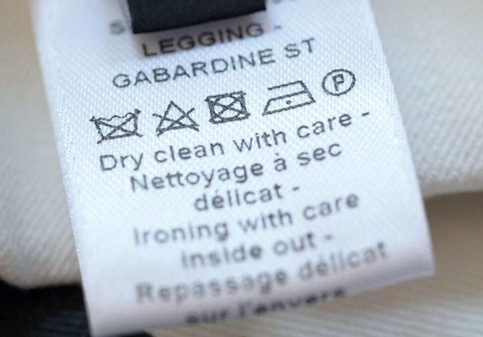 Care tag on garment