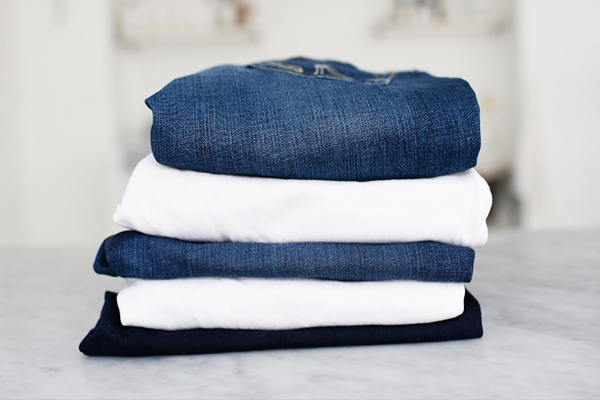 Stack of folded jeans