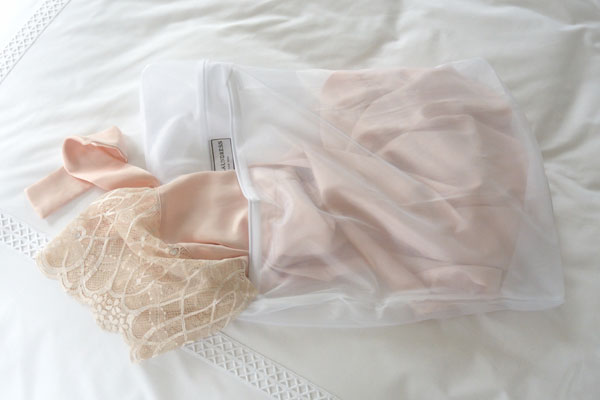 Delicate items inside of mesh washing bag